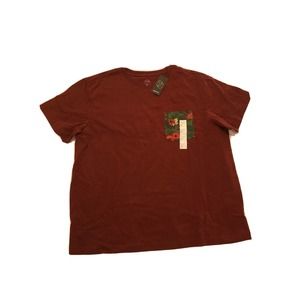 NWT Original Use burgundy Unisex Top XL Tropical Print Pocket T-Shirt Tee XL